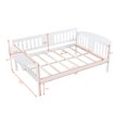 thumbnail image 7 of Full Size Daybed with 2-Side Small Folding Tables, Wooden Sofa Bed Frame with Three Sides Guardrails, Dual-use Daybed Suitable for Bedroom and Living Room, No Box Spring Required, White, 7 of 7