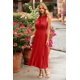 thumbnail image 5 of Vestido de verano midi sin mangas con escote en V rojo XL PRETTYGARDEN, 5 of 8