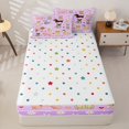 thumbnail image 4 of Manfei Cartoon Dog Print Zipper Full Size Comforter Sets with Fitted Sheet and 2 Pillowcases, Spring Groovy Daisy Zipper Bedding Set, Lavender, Polkadot Reversible, 4 Pieces, 4 of 7