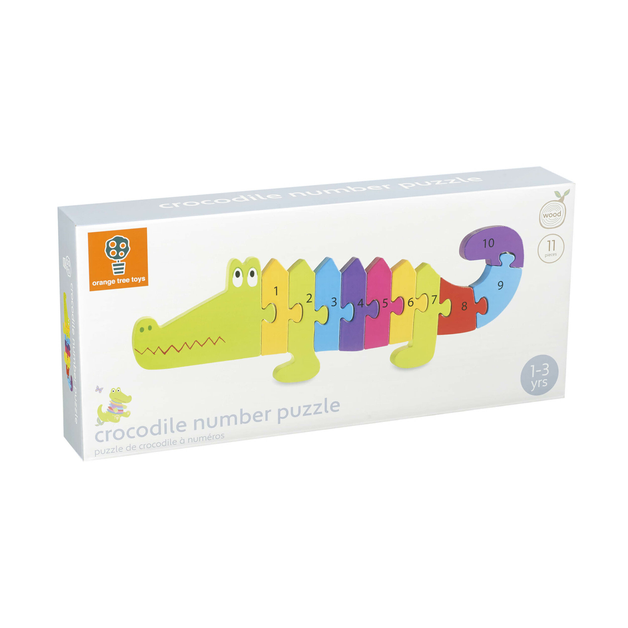 Orange Tree Toys Zahlenpuzzle Dinosaurier – Holzspielzeug, Bunt, Zahlen 1-10
