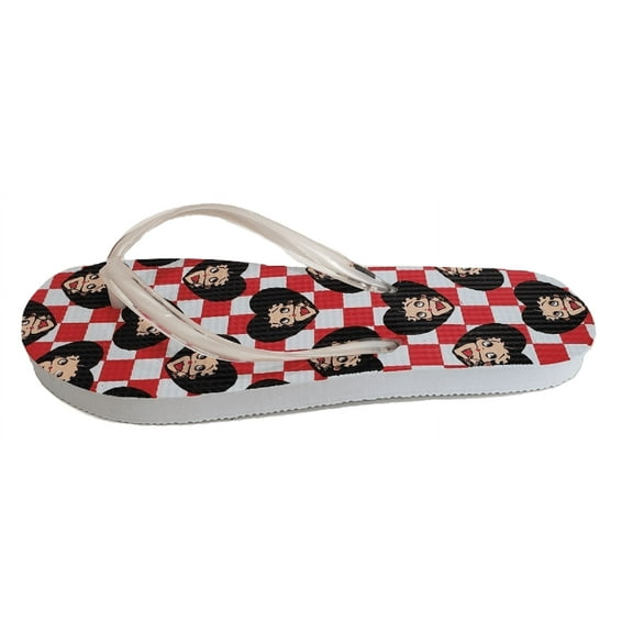 Betty Boop Adult Women Flip Flop Sandal Thong Slide Wedge (Size 11 White Check)