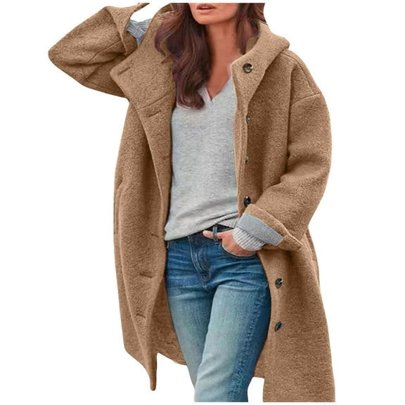 Light Jackets for Women Solid Wool Coat Fashion Long Sleeve Lapel Singel Breasted Trench With Pocket 2025 Winter Outfits