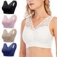 thumbnail image 2 of Womens Deep V-neck Plus Size Wirefree Casual Lace Sports Bras, 2 of 6
