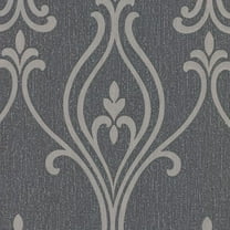 Decorline Luca Charcoal Damask Wallpaper, 20.5-in by 33-ft, 56.4 sq. ft