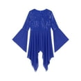 thumbnail image 5 of YiZYiF Womens Sequins Chiffon Praise Dance Tunic Overlays Tops Flare Sleeve Worship Dancewear Blue XL, 5 of 7