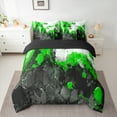 thumbnail image 2 of Manfei Abstract Marble Bedding Comforter Set 7-Piece, Black Green White Full Bedding Set, Modern Watercolor Marbling Fitted Sheet Flat Sheet, Microfiber Bedroom Decor, 2 of 8