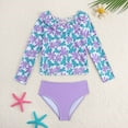thumbnail image 2 of RUTAYY Girls Swimsuit Long Sleeve 2PCS Bow Knot Swimwear Rash Guard Ruffle Rare Hem Beach Vacation Tropical Beachwear, 6-7 Years, 2 of 8