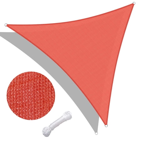 LAGarden 16Ft 97% UV Block Triangle Sun Shade Sail Outdoor Patio Pool Garden Yard Lawn Carport Awning Canopy Red