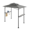 thumbnail image 1 of 8'X5' Grill Gazebo Canopy, Grill Tent for Outdoor Grill, Double Tiered BBQ Gazebo with Steel Frame, Two Shelves, Ten Hooks and A Bottle Opener, Small Grill Shelter For Backyard, Patio (Grey), 1 of 7