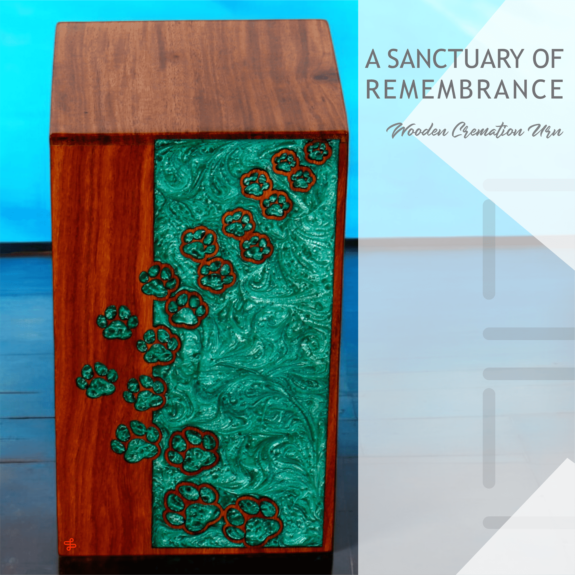 Wooden Cremation Urn for Pet Ashes, Pet Memorial Urn, Cat Urn, Dog Urn, Bird Urn with Epoxy Design (Extra Large)