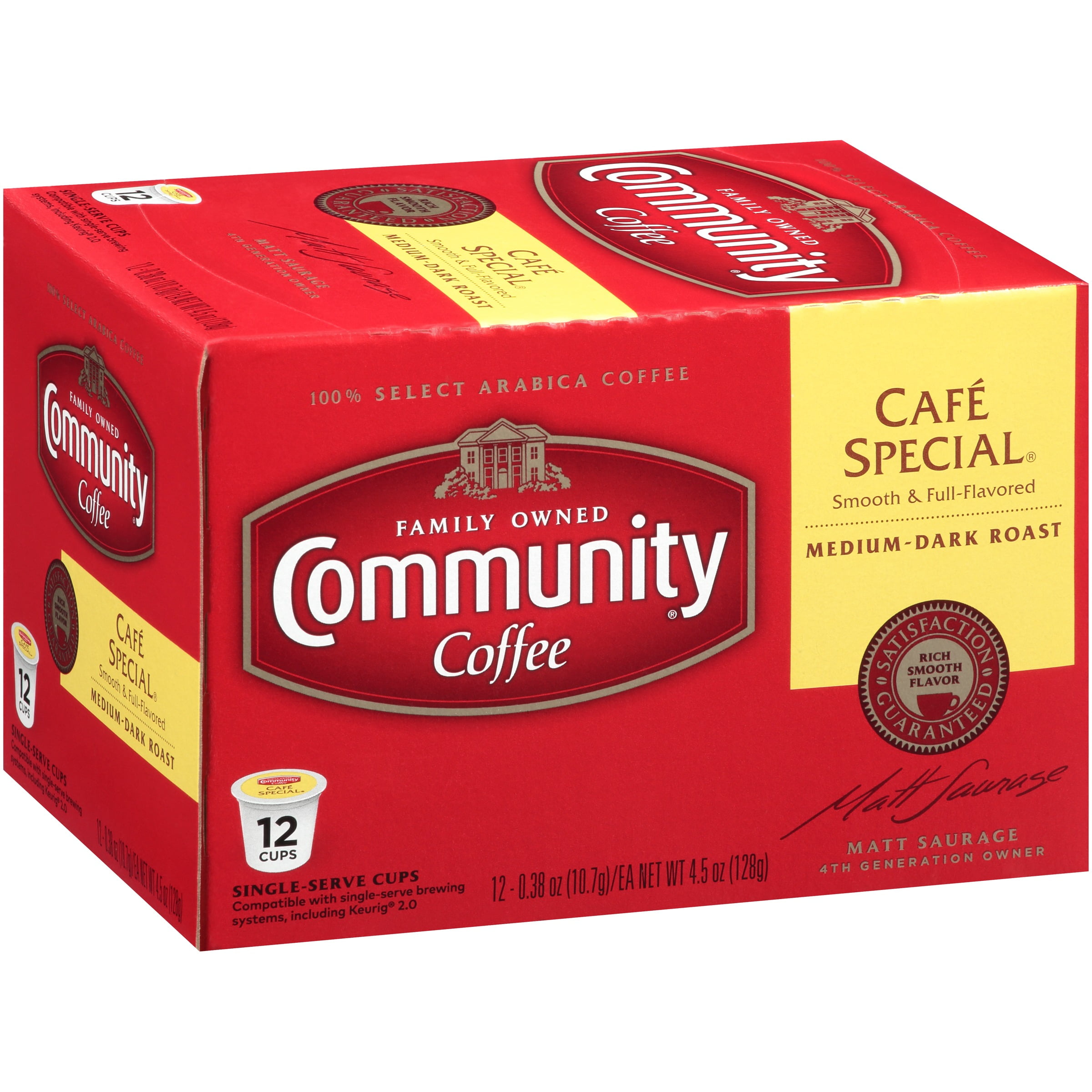 Community® Coffee Café Special Medium-Dark Roast Coffee Single-Serve Cups 12 Ct Box Compatible with Keurig 2.0 K-Cup Brewers
