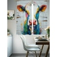 thumbnail image 4 of Farmhouse Oil Painting Sheer Curtains for Living Room Bedroom Colorful Cow Animal Wooden Grain Sheer Curtains 63 Inch Long 2 Panels Set Light Filtering Curtain Window Treatments Drapes, 4 of 6