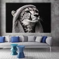 thumbnail image 2 of Mudket Framed White Cheetah with Towel Canvas Wall Art, Monochrome Leopard Print Wall Decor, Modern Animal Wall Art Ready to Hang - 12"L x 8"W, 2 of 10