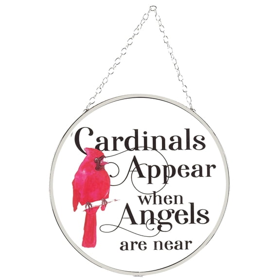 Dicksons Cardinals Appear Angel Near Red 6 x 6 Glass Sun Catcher with Suction Cup