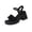 Black, variant on HomeDM Women's Chunky Flatform Heels Sandals Round Open Toe Buckle Ankle Strap Summer Dress Pumps Shoes, White Size 9