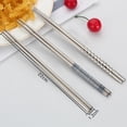 thumbnail image 4 of opvise 3 Pairs Stainless Steel Reusable Flower Printed Non-slip Chopsticks Tableware 3 Pairs, 4 of 7
