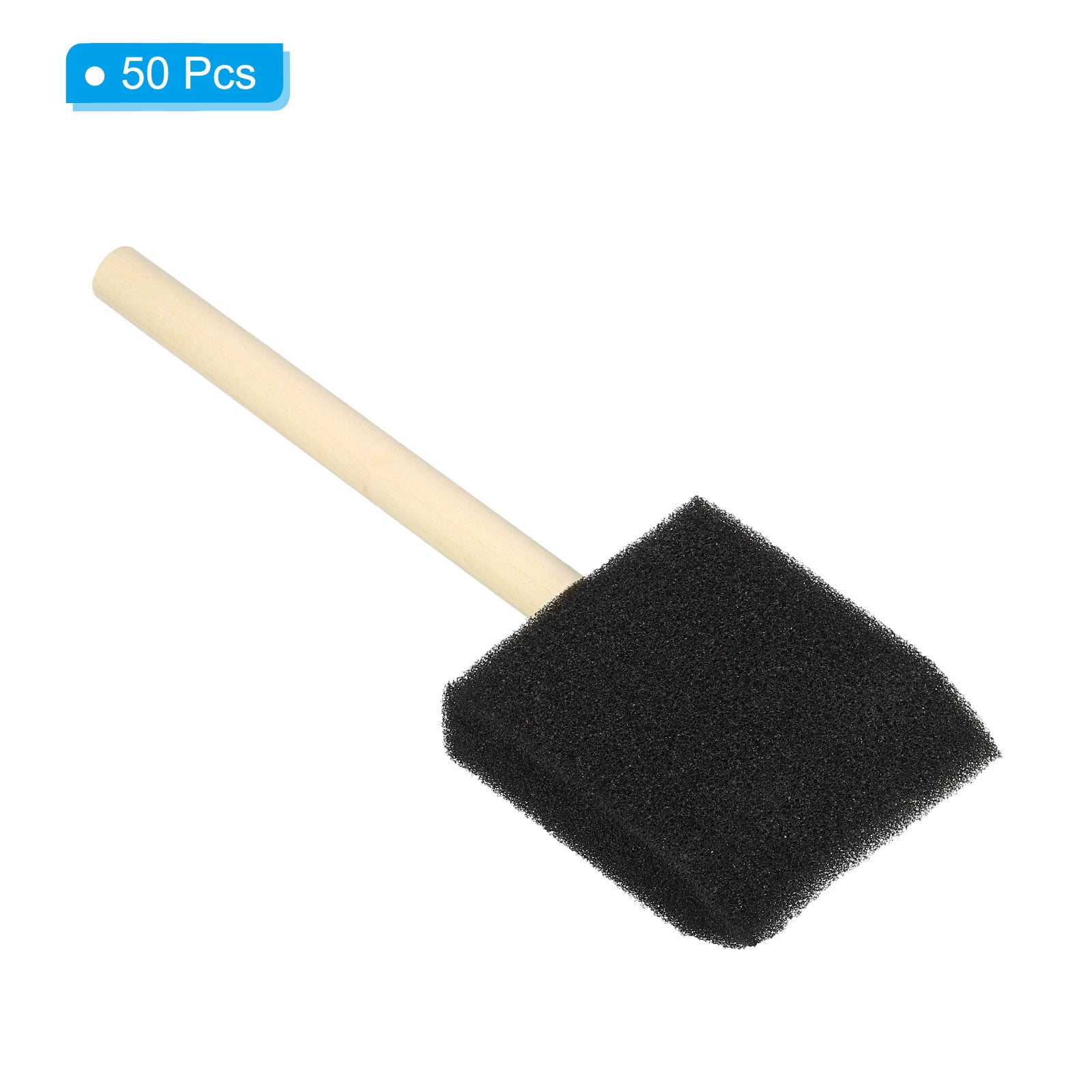 Uxcell 2" Paint Sponges for Painting, 50 Pack Rectangle Painting Sponge Foam Brush Wooden Handle, Black