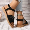 thumbnail image 7 of Women's Sandals Dressy Casual Summer Open Toe Buckle Ankle Strap Espadrilles Flatform Shoes Comfy Wedge Sandal Black Women Sandal, 7 of 7