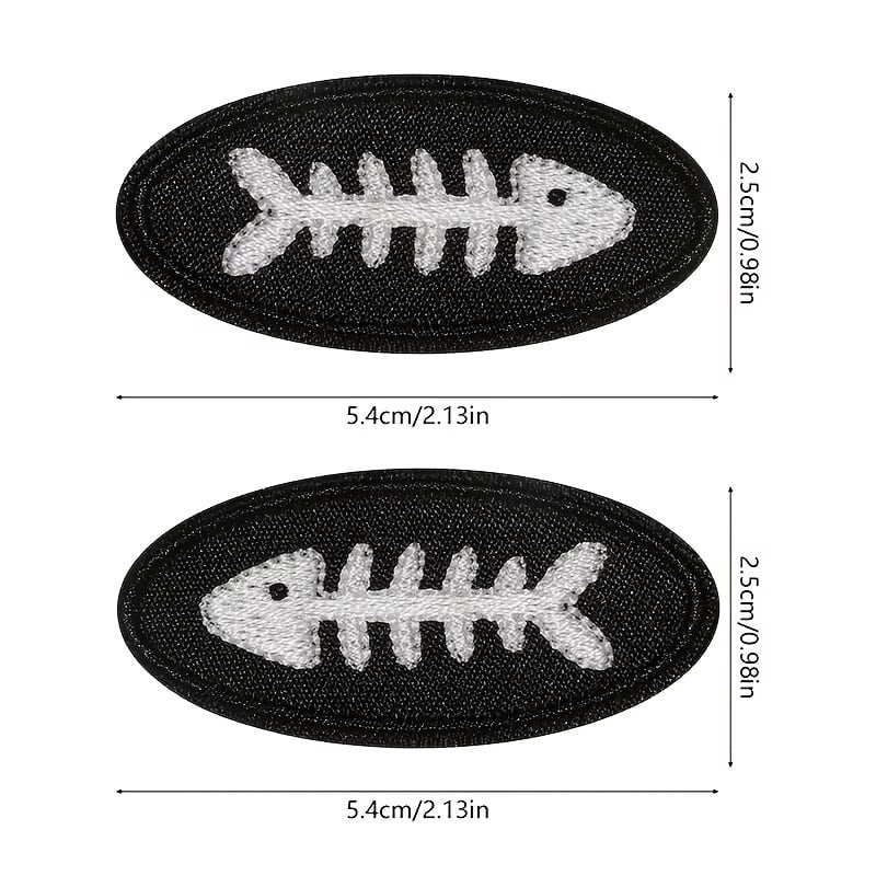 1pc Fishbone Skeleton Embroidery Patch for DIY Crafts, Clothing, and Accessories
