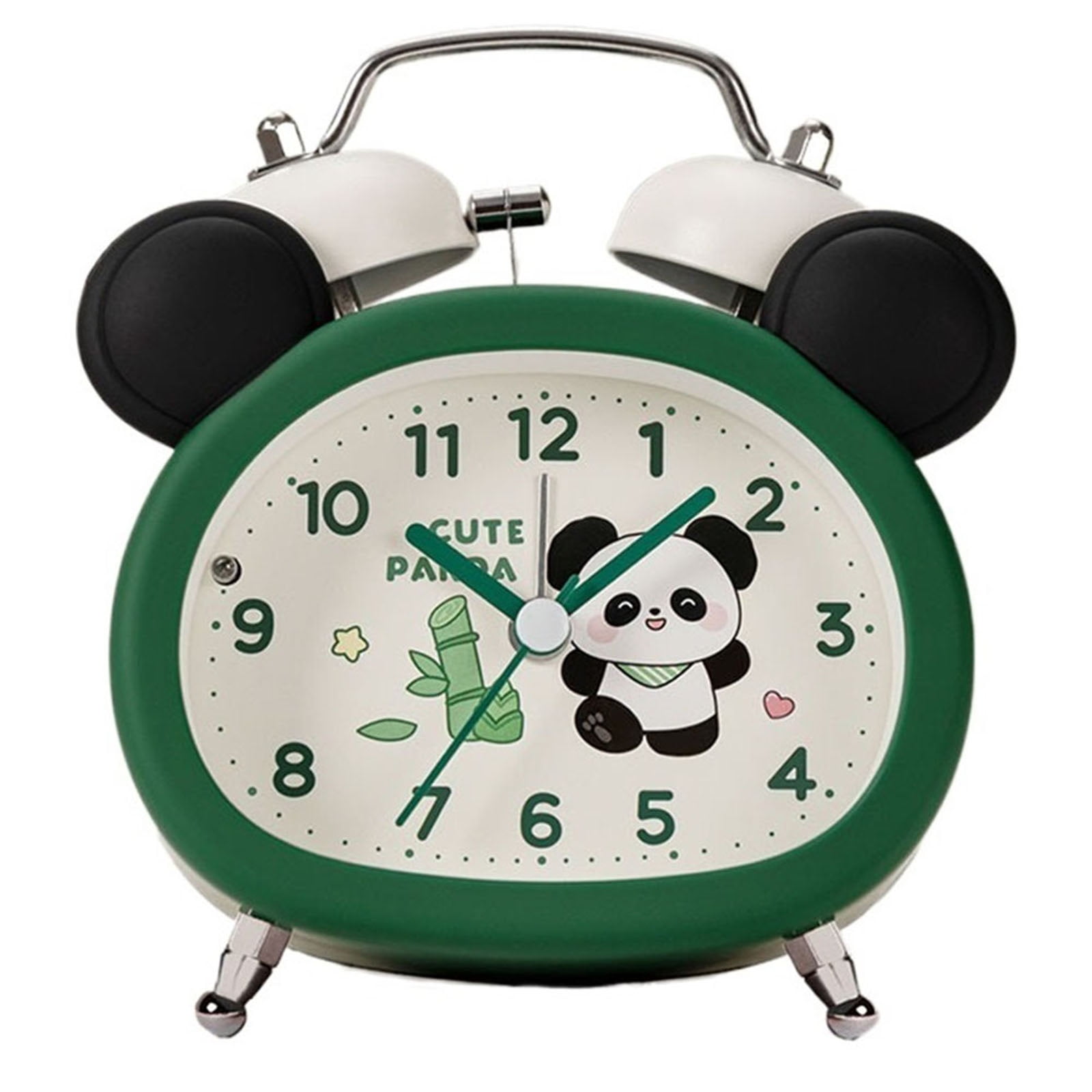 4in Cartoon Panda Loud Twin Bell Alarm Clock with Backlight, Battery Operated