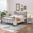 thumbnail image 2 of 3 Piece Full Size Bedroom Sets Black Metal Bed Frame and 2 White Nightstands, 2 of 10