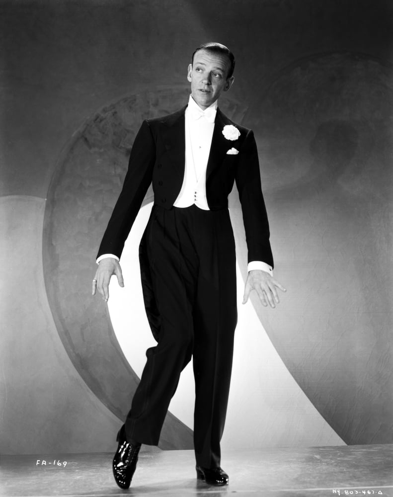 black suit and white shoes