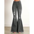 thumbnail image 3 of Women's High Waisted Flared Pants Ripped Knee Flared Women's Jeans, Casual And Fashionable Boyfriend Long Pants, 3 of 5