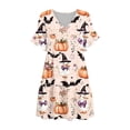 thumbnail image 5 of Stamzod Ruffled Nightgowns for Women Casual V-Neck Halloween Night Dress Pumpkin Print Short Sleeve Sleep Shirt with Pockets M, 5 of 5