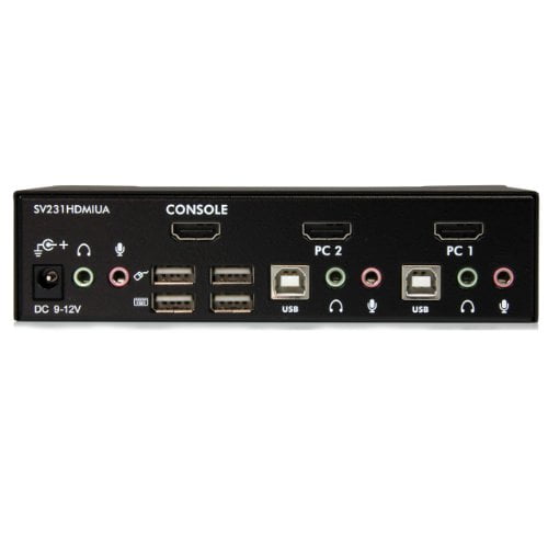 StarTech.com 2 Port USB HDMI KVM Switch with Audio and USB 2.0 Hub - 1080p (1920 x 1200), Hotkey Support - Dual Port Keyboard Video Monitor Switch (SV231HDMIUA)