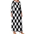 thumbnail image 3 of Black and white hexagons Long Sleeved Dress Long dress woman summer dress woman trendy dresses for womens, 3 of 7