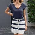thumbnail image 5 of Summer Dresses for Women 2025 Short Sleeve Bodycon Mini Dresses V Neck Casual Tshirt Dresses Drawstring Waist Y2K Short Sun Dresses with Pockets Streetwear Same Day Delivery Returns and Refunds, 5 of 6