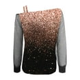 thumbnail image 5 of Womens T Shirts Tops Elegant Sequins Long Sleeve Fall Clothes for Women Tees Blouses Rose Gold Size L, 5 of 5