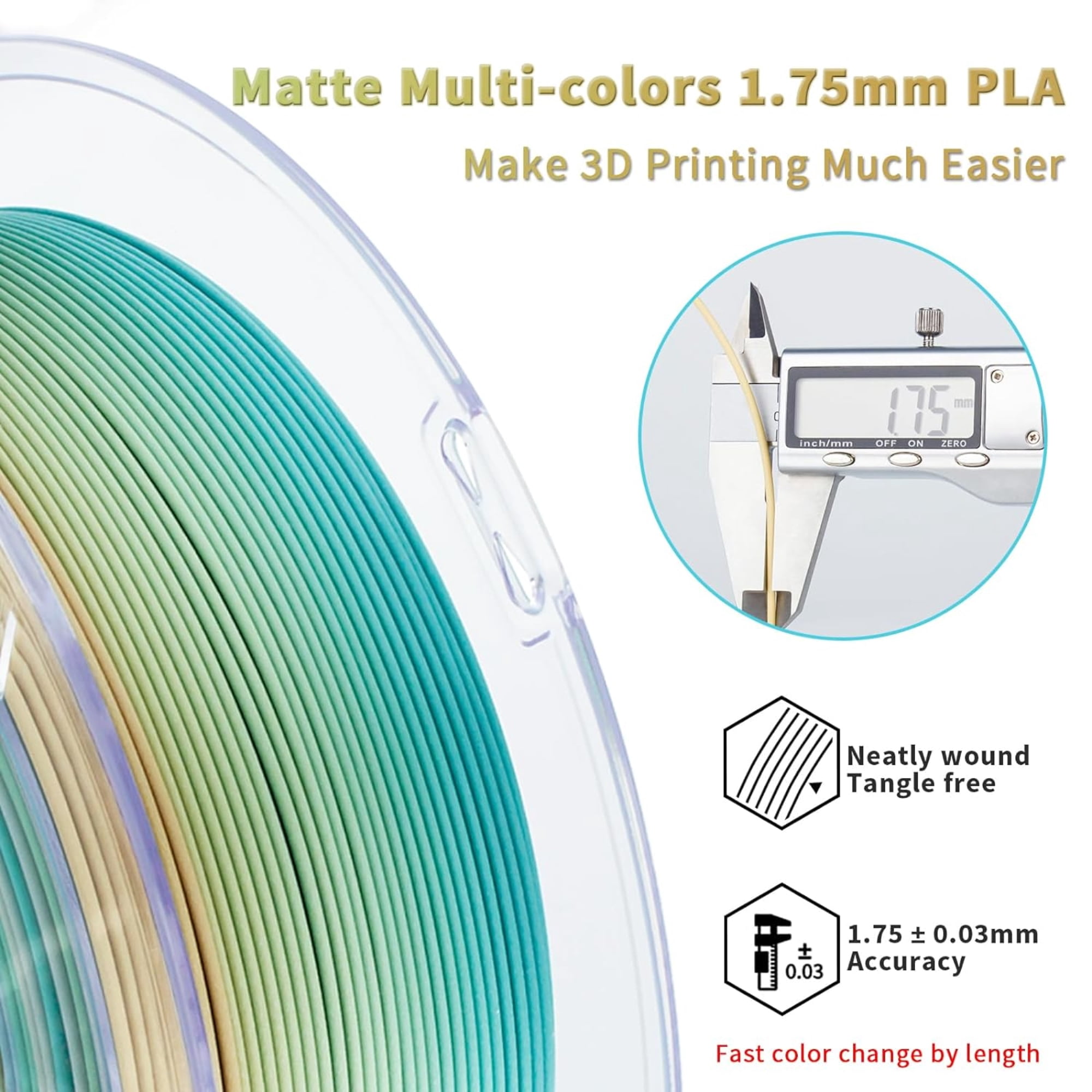 Ziro 3D Gradient Matte PLA 1.75mm 1kg, Beach