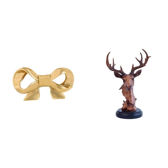 Asa de mueble,Tirador de latón con forma de lazo para muebles o armario,Figura de cabeza de ciervo,Adorno de cabeza de ciervo,estatua de animal decorativa,Figura decorativa de cabeza de ciervo