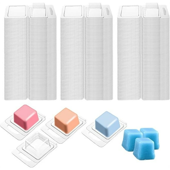 Wax Melt Molds, 50 Pcs Clear Empty Wax Molds, Plastic Wax Melt Container for Candle Soap Making, Wax Melts Boxes(50Pcs,1.3oz,Square)