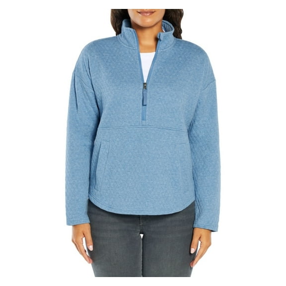 Eddie Bauer Ladies Quilted Half Zip Pullover Colony Blue XL
