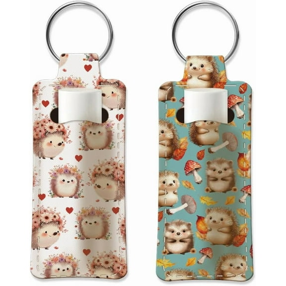 1 Set 2pcs Lipstick Holder Keychain Lip Balm Holders Elastic Diving Fabric Lipstick Keychain Key Ring Holder for Chapstick for diy Hedgehog