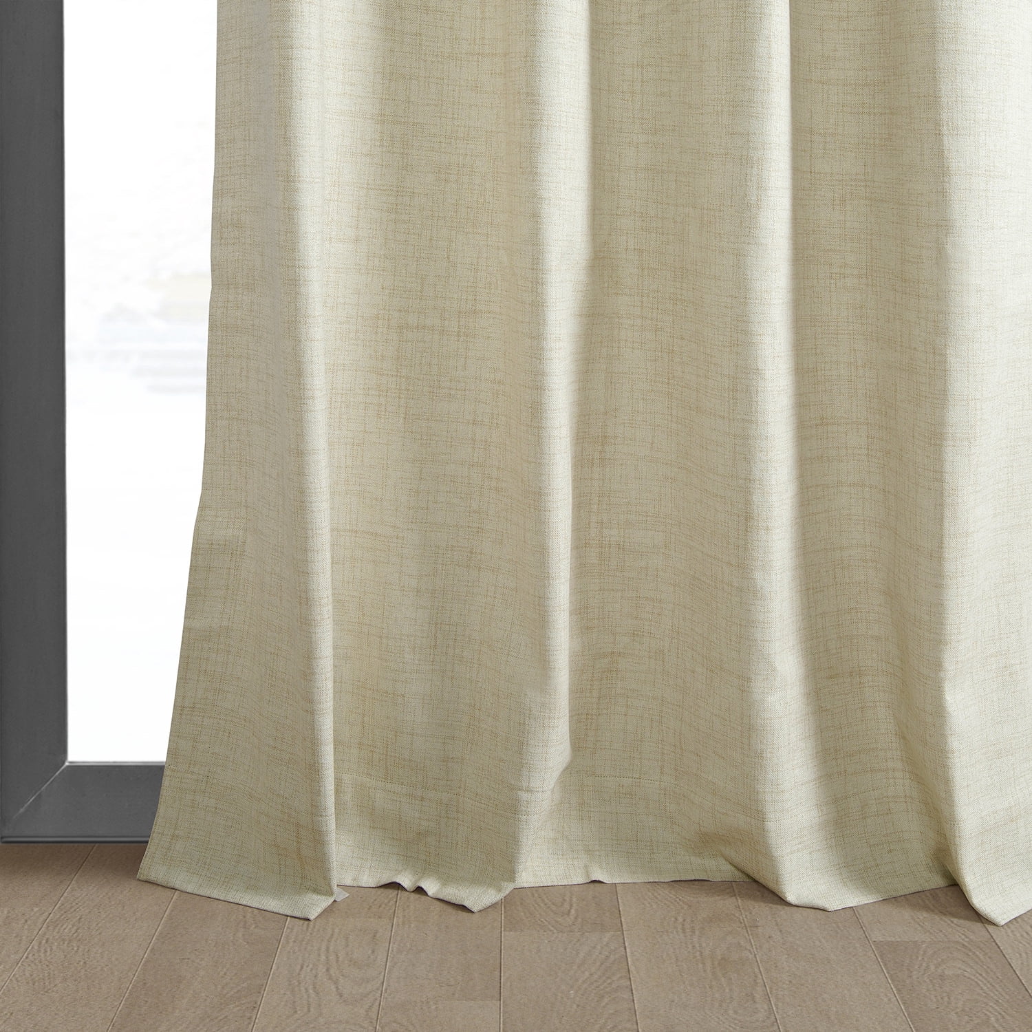 Natural Light Beige Thermal Cross Linen Weave Blackout Grommet Curtain (1 Panel), Natural Light Beige, 50W X 96L