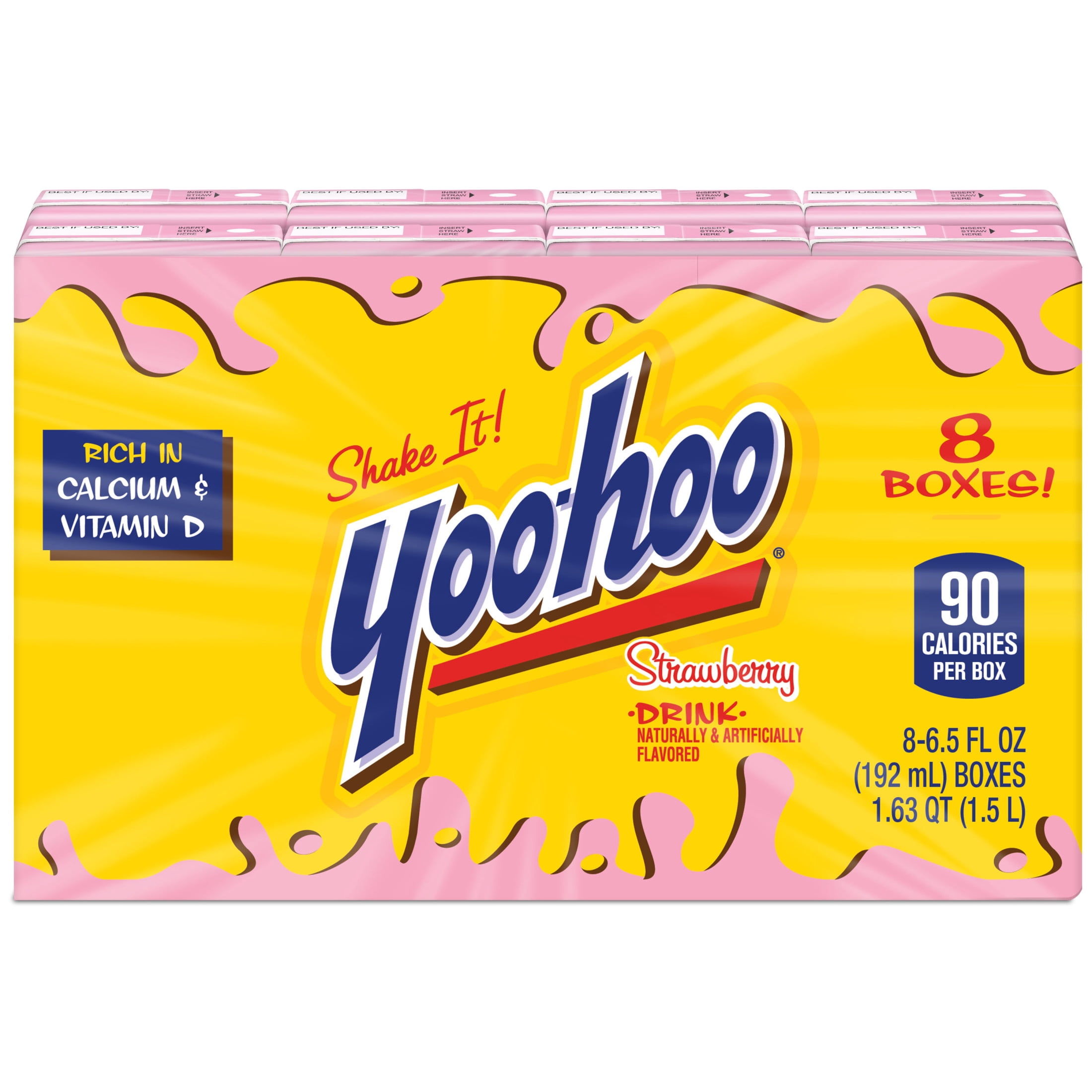 (4 pack) Yoo-hoo Strawberry Drink, 6.5 fl oz, 8 Pack Boxes