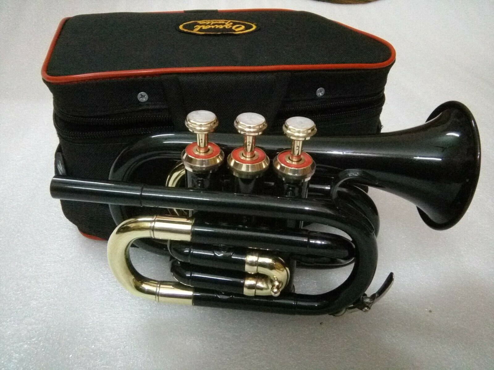 Sai Musical Store Bb POCKET TRUMPET Low Pitch Brass Musical Instrument | BLACK