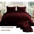 thumbnail image 2 of 3 Piece Luxury 5 Inch Two Layer Ruffle Comforter 550 GSM All Season (Oversized Queen Size) Premium Super Soft - 800 TC, 100% Egyptian Cotton- Solid Wine Colour, 2 of 7
