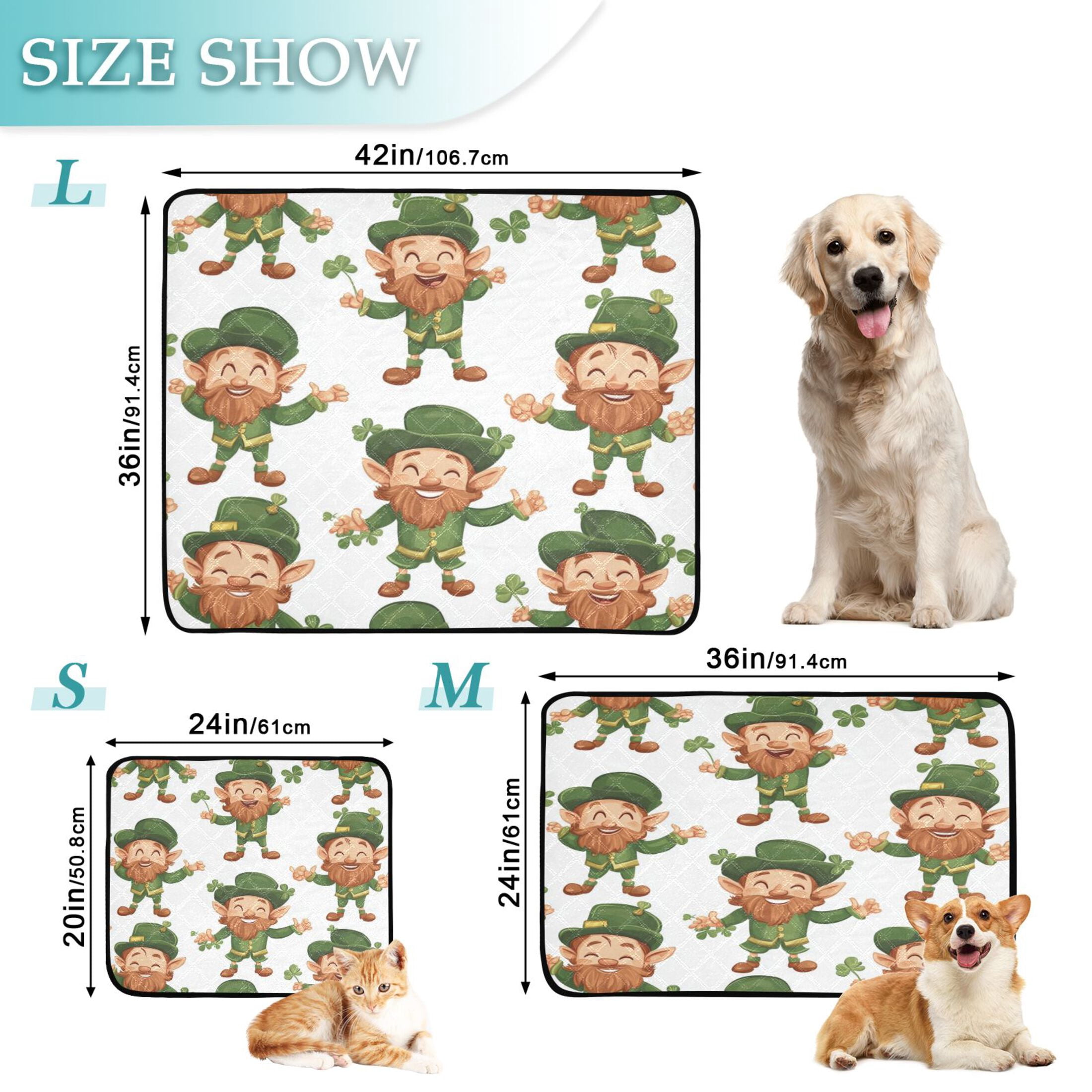 Qxltty Cartoon Leprechauns Pattern on White Background Cat litter Pads Pet Set of 3 Diaper Mats Center Anti-leakage Layer Absorbent Soft and Comfortable