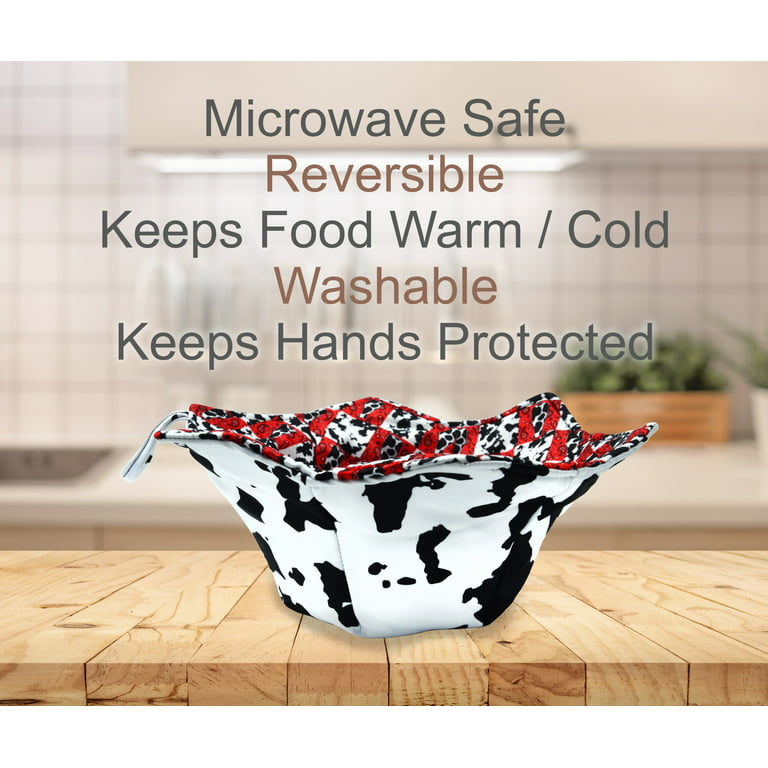 Extra Large Cow Print Microwave Bowl Holder for Hot Food, Potholder Soup  Bowl Cozy, Bowl Hot Pad Bowl Holder ,Multipurpose Heat Proof Plate Holder