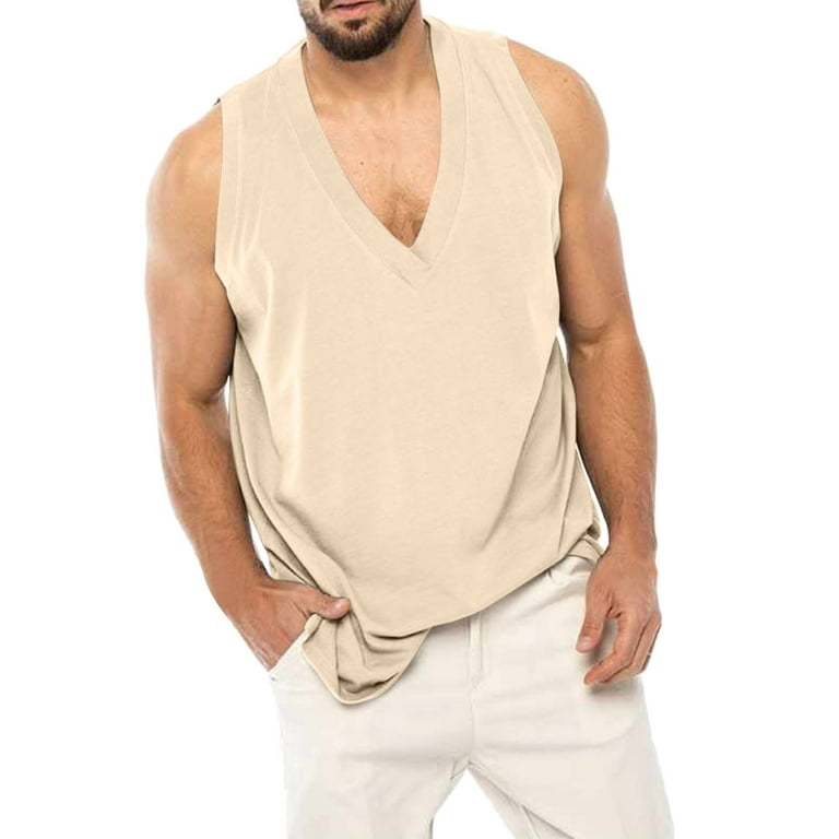 Men's Tank Top Vest Top Undershirt Sleeveless Shirt Wife beater Shirt Plain  Crew Neck Casual Holiday Sleeveless Clothing Apparel Sports Fashion  Lightweight Big …