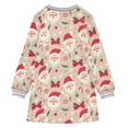 thumbnail image 6 of Girls' long-sleeved dress Christmas Santa Claus Face Candy Girls' A-line dress with ribbed cuffs Soft and comfortable, 6 of 6