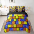 thumbnail image 2 of Castle Fairy Geometric Grid Twin Bedding Sets,Plaid Bedding Comforter Set, 2 of 8
