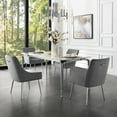 thumbnail image 2 of Inspired Home Donati Velvet Dining Chair Set of 2 Armless Knob Handle Stainless Steel Legs, Light Grey, 2 of 9