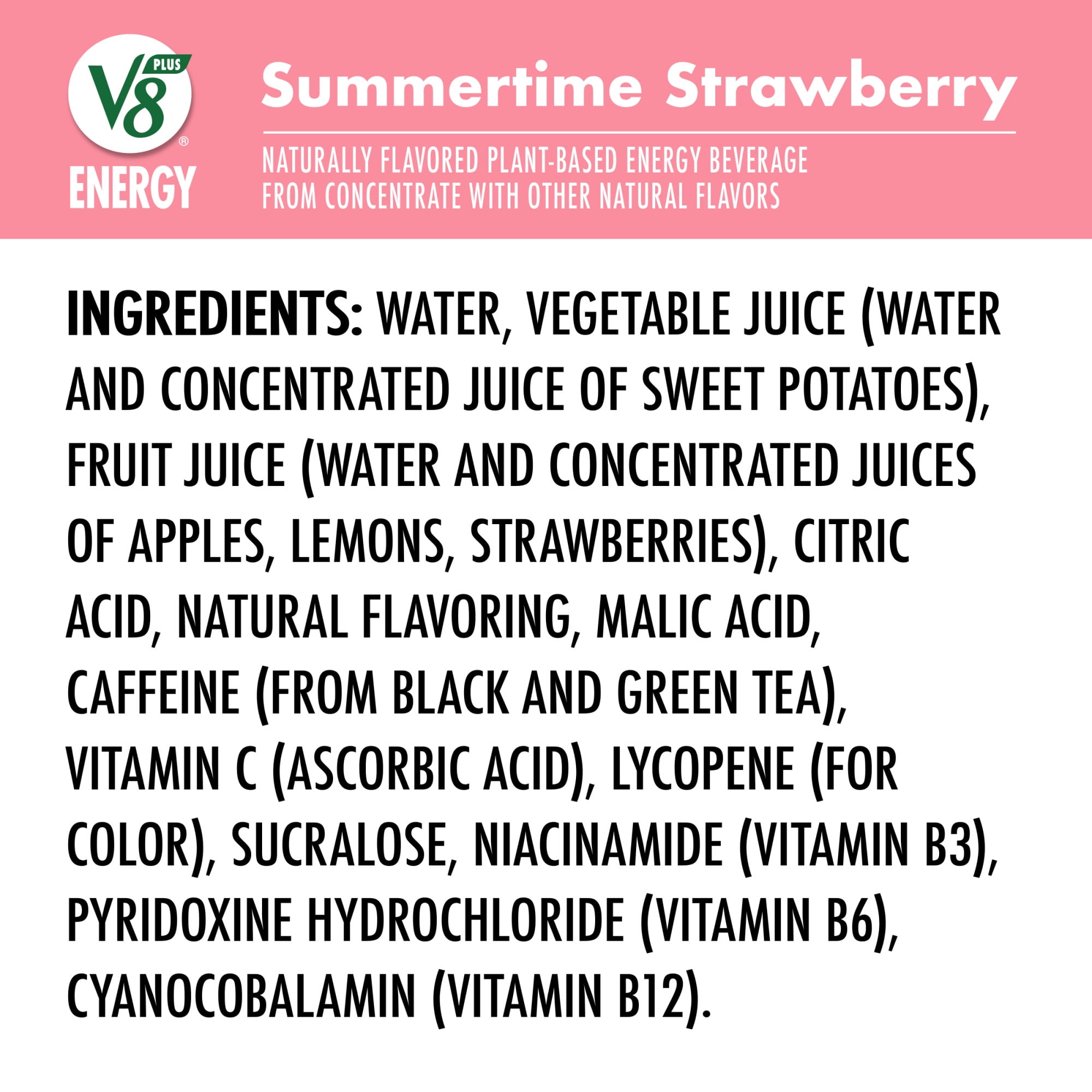 V8 +Energy Limited Edition Strawberry Lemon Flavor Energy