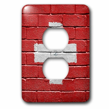 3dRose National flag of Switzerland painted onto a brick wall Swiss - 2 Plug Outlet Cover