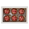 thumbnail image 3 of Kurt Adler 80MM Red with Gold Plaid Glass Ball Ornaments, 6-Piece Set, 3 of 4